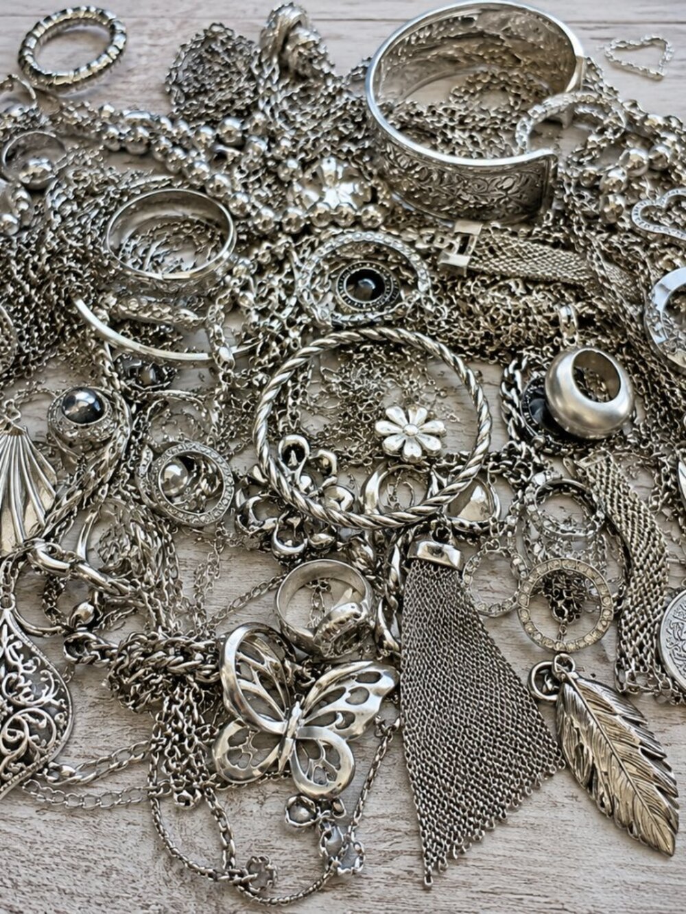 Curated Mystery Silver Tone Jewelry Bundle 15 Piece Vintage & Modern Jewelry